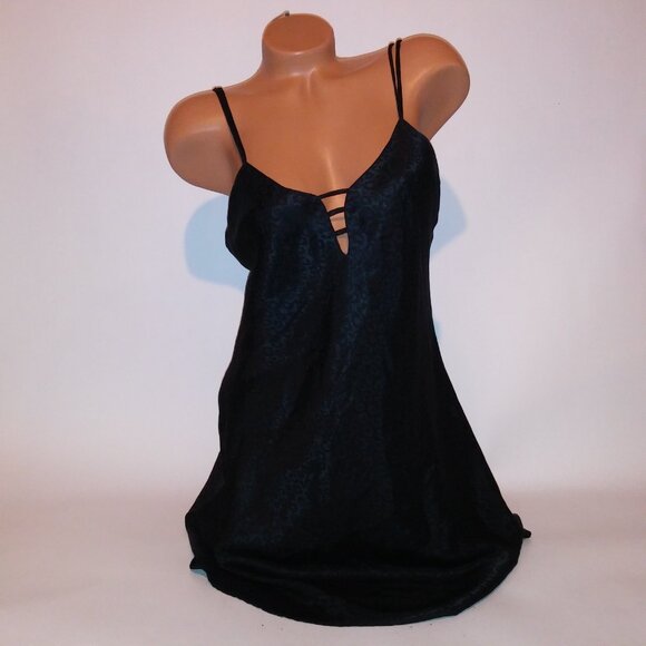 Edgemont Lingerie Chemise Slip Medium Black Leopard Sleeveless Sleepwear Preowne - Picture 2 of 11